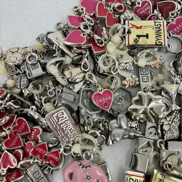 Bracelets and Jewelry Charms Silver Tone Over 130 Pieces and 11 Chain Bracelets - Picture 8 of 9